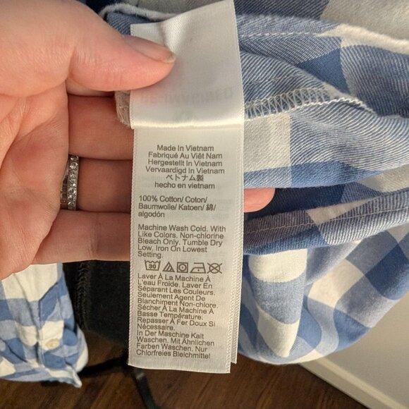 J. Crew Blue and White Buffalo Check Flannel Shirt - XL - Picture 7 of 8